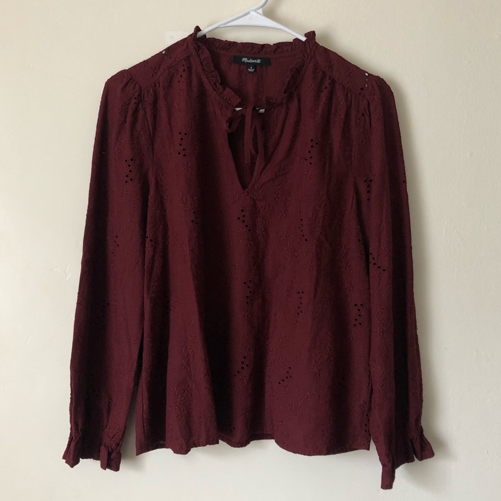Madewell Floral Embroidered Eyelet Long Sleeve Top - Picture 4 of 9